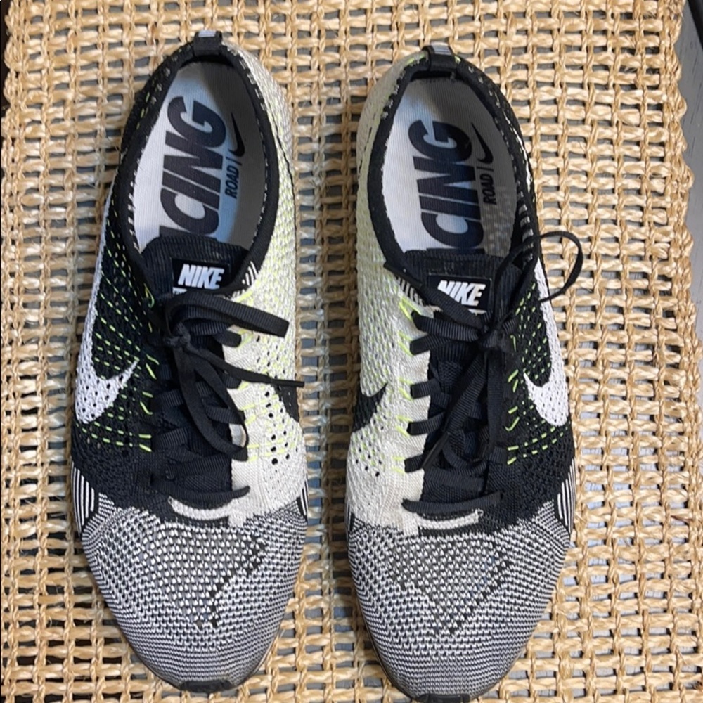 Nike Flyknit Racer Black White Volt